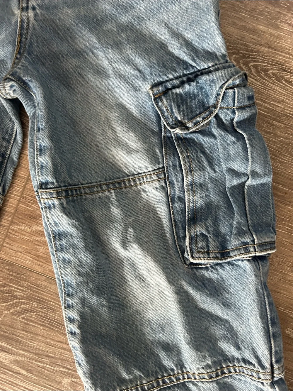 Girl’s Cargo Denim Pants - Light Blue